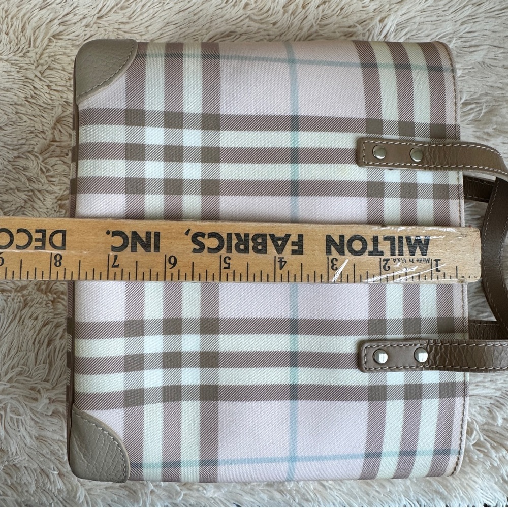 Burberry Plaid Nova Check Small Tote Handbag - Taupe and Candy Pink - Silver HW - Picture 12 of 15